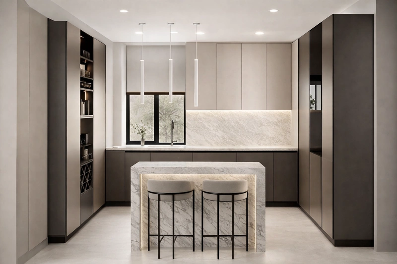 Дизайн интерьера в стиле Минимализм — Кухня от нейросети RoomGPT