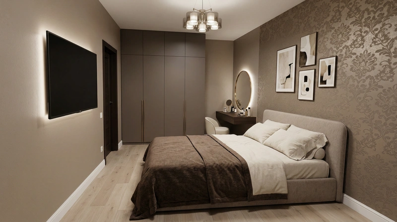 Дизайн спальни в стиле Контемпорари — фото интерьера от нейросети RoomGPT