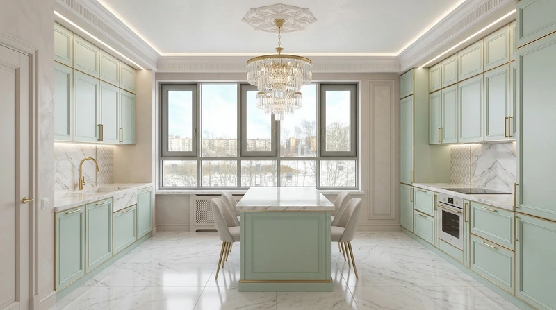 Дизайн кухни в стиле Неоклассика — фото интерьера от нейросети RoomGPT