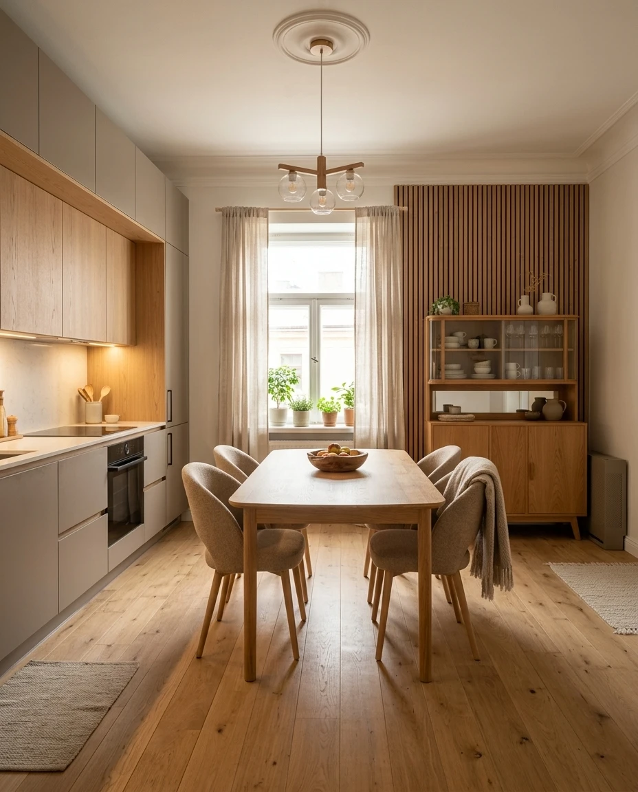 Дизайн кухни в стиле Хюгге — фото интерьера от нейросети RoomGPT