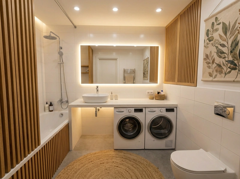 Дизайн интерьера в стиле Контемпорари — Ванная от нейросети RoomGPT