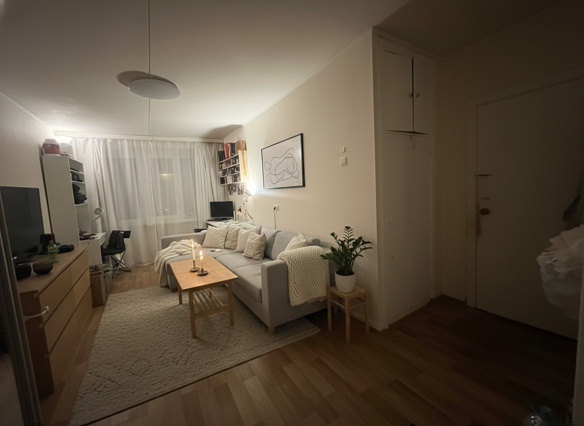 Дизайн гостиной в стиле Хюгге — фото интерьера от нейросети RoomGPT