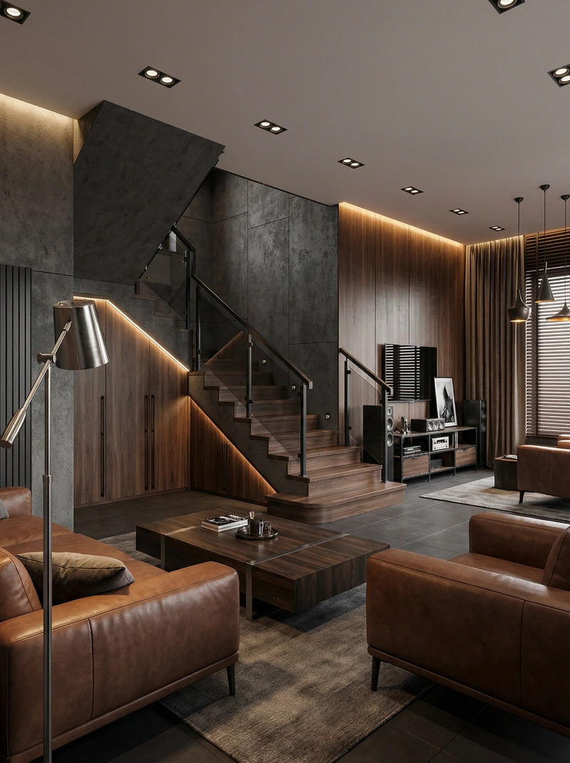 Дизайн интерьера в стиле Блэктэк — Гостиная от нейросети RoomGPT