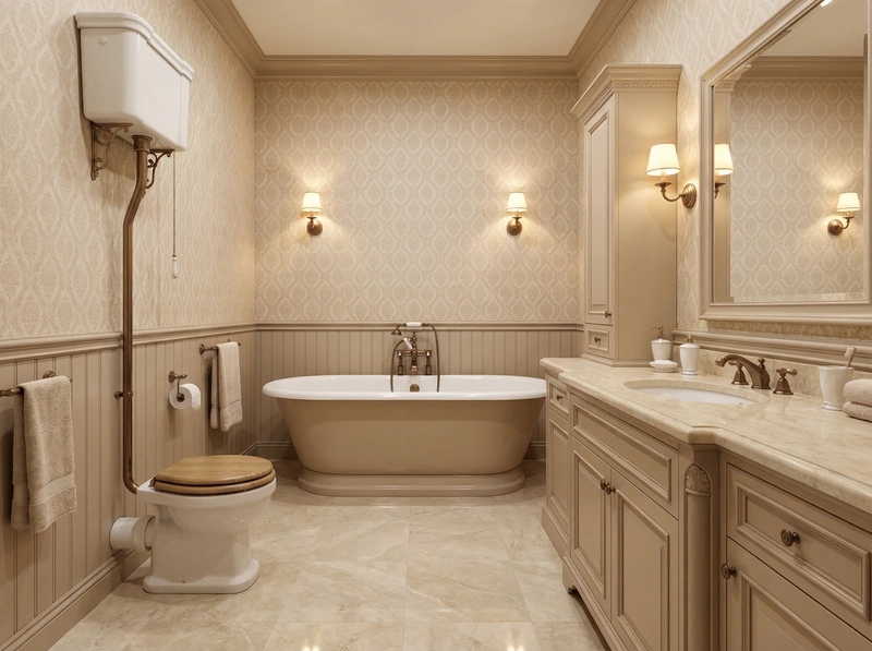 Дизайн ванной в стиле Классика — фото интерьера от нейросети RoomGPT