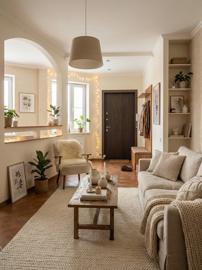 Дизайн интерьера в стиле Хюгге — Гостиная от нейросети RoomGPT