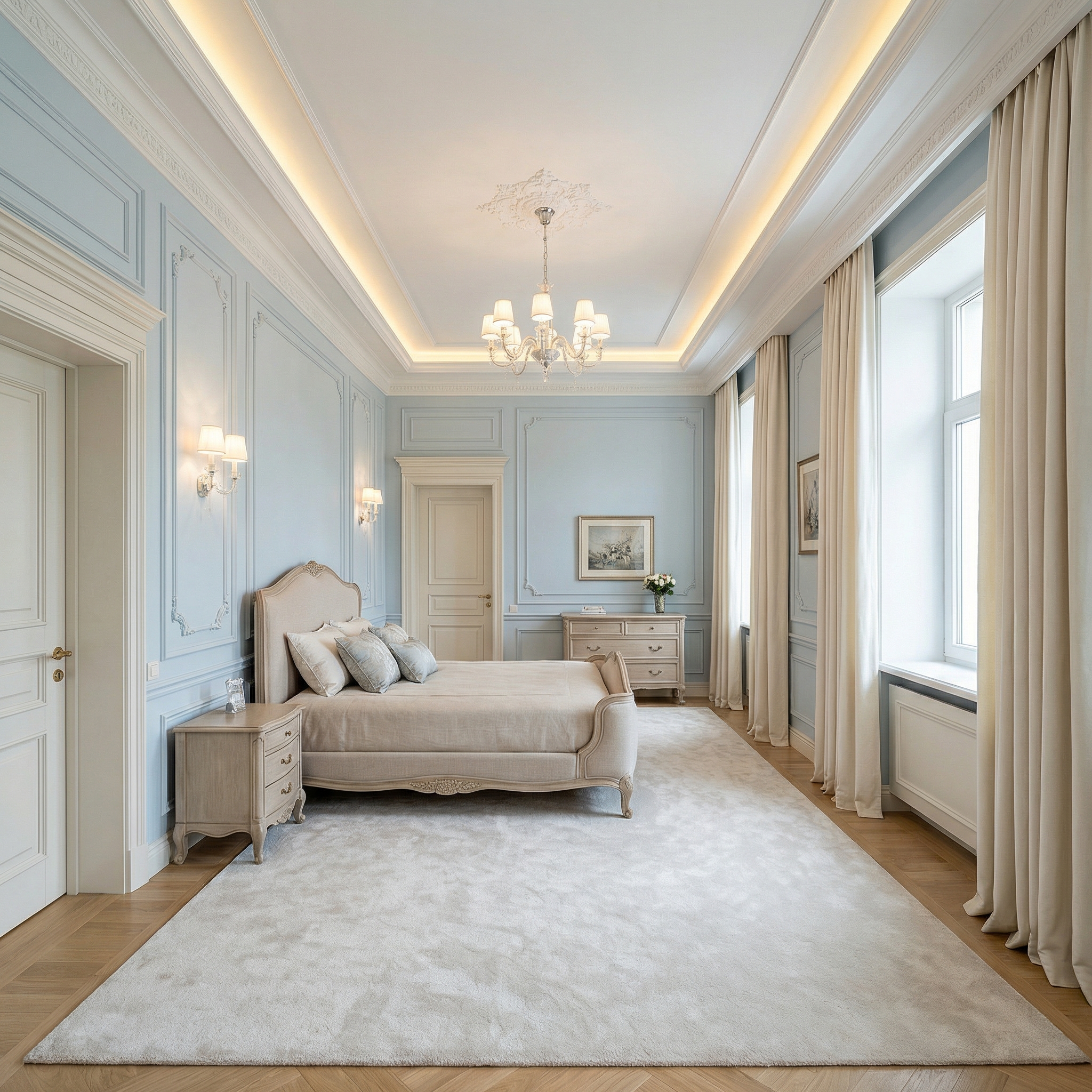 Дизайн спальни в стиле Классика — фото интерьера от нейросети RoomGPT