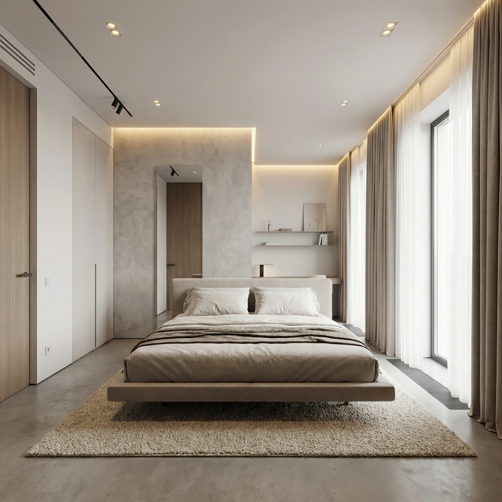 Дизайн спальни в стиле Минимализм — фото интерьера от нейросети RoomGPT