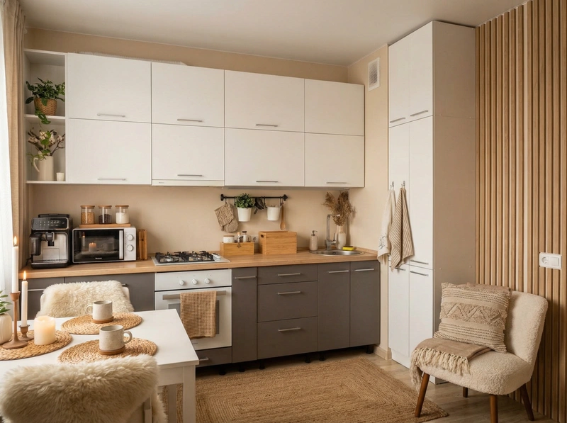 Дизайн интерьера в стиле Хюгге — Кухня от нейросети RoomGPT