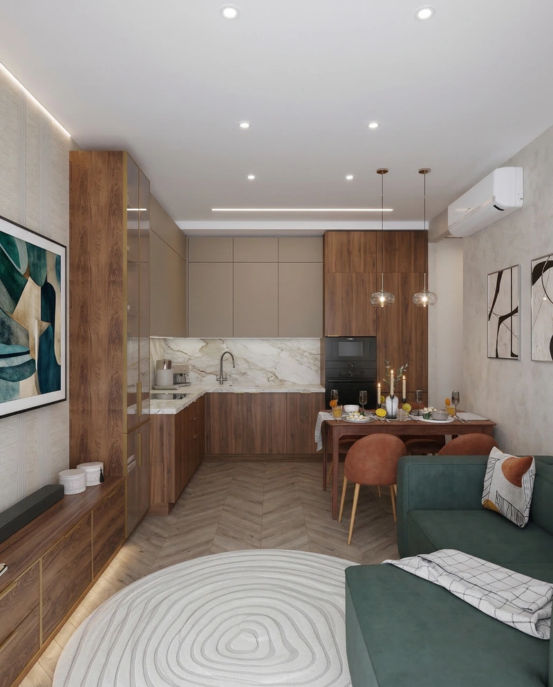 Дизайн гостиной в стиле Контемпорари — фото интерьера от нейросети RoomGPT