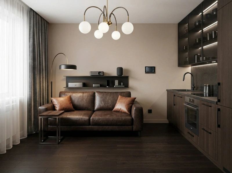 Дизайн кухни в стиле Блэктэк — фото интерьера от нейросети RoomGPT