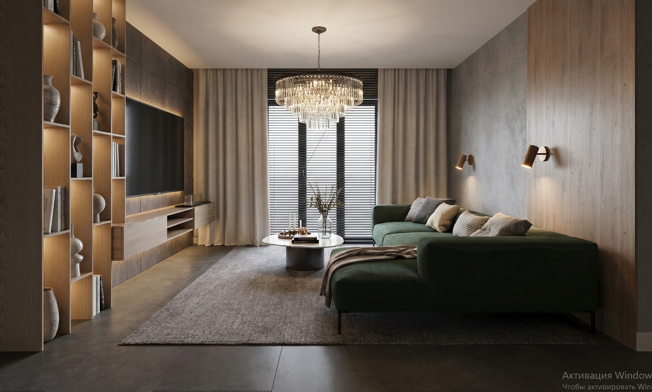 Дизайн гостиной в стиле Контемпорари — фото интерьера от нейросети RoomGPT