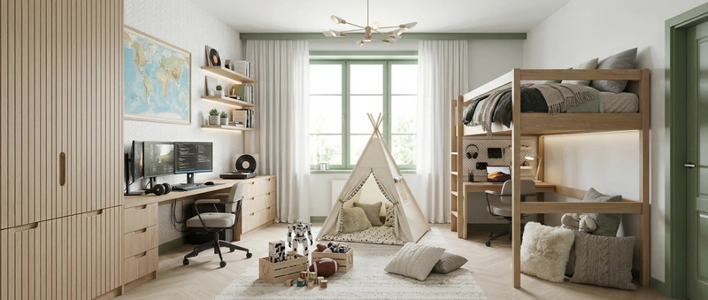 Дизайн детской в стиле Хюгге — фото интерьера от нейросети RoomGPT