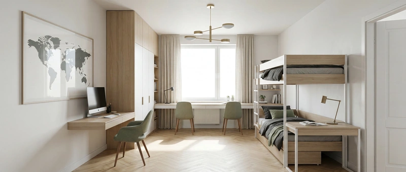 Дизайн детской в стиле Сканди — фото интерьера от нейросети RoomGPT