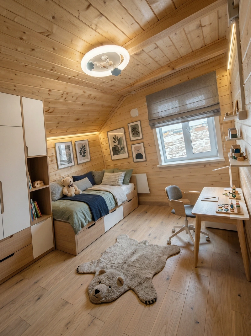 Дизайн детской в стиле Контемпорари — фото интерьера от нейросети RoomGPT