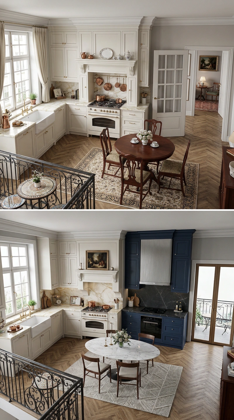 Дизайн интерьера в стиле Классика — Кухня от нейросети RoomGPT