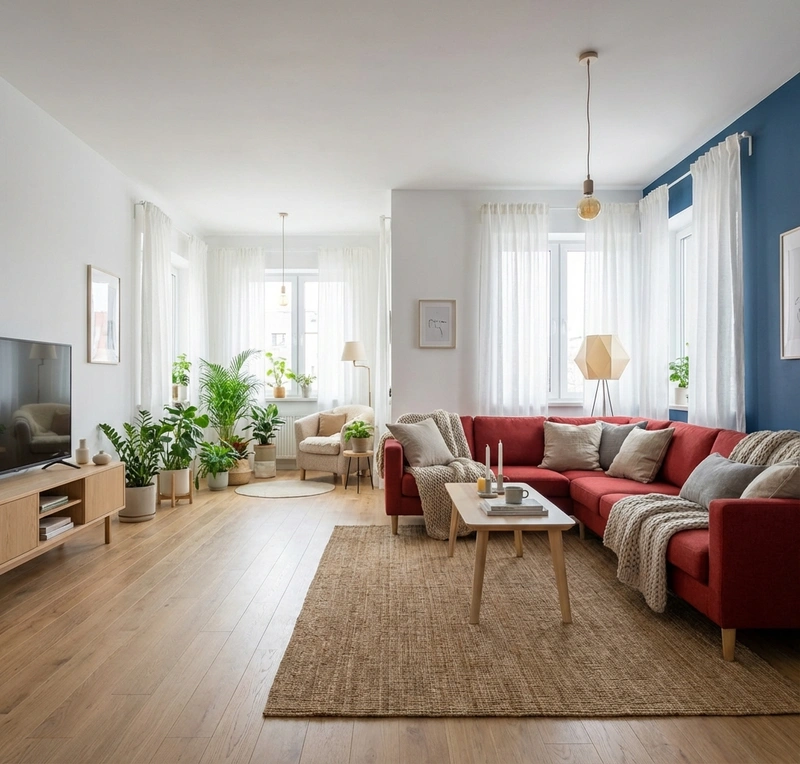 Дизайн интерьера в стиле Хюгге — Гостиная от нейросети RoomGPT