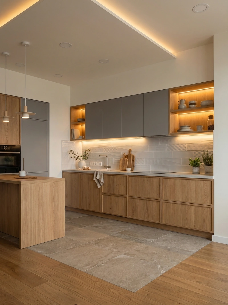 Дизайн кухни в стиле Japandi — фото интерьера от нейросети RoomGPT