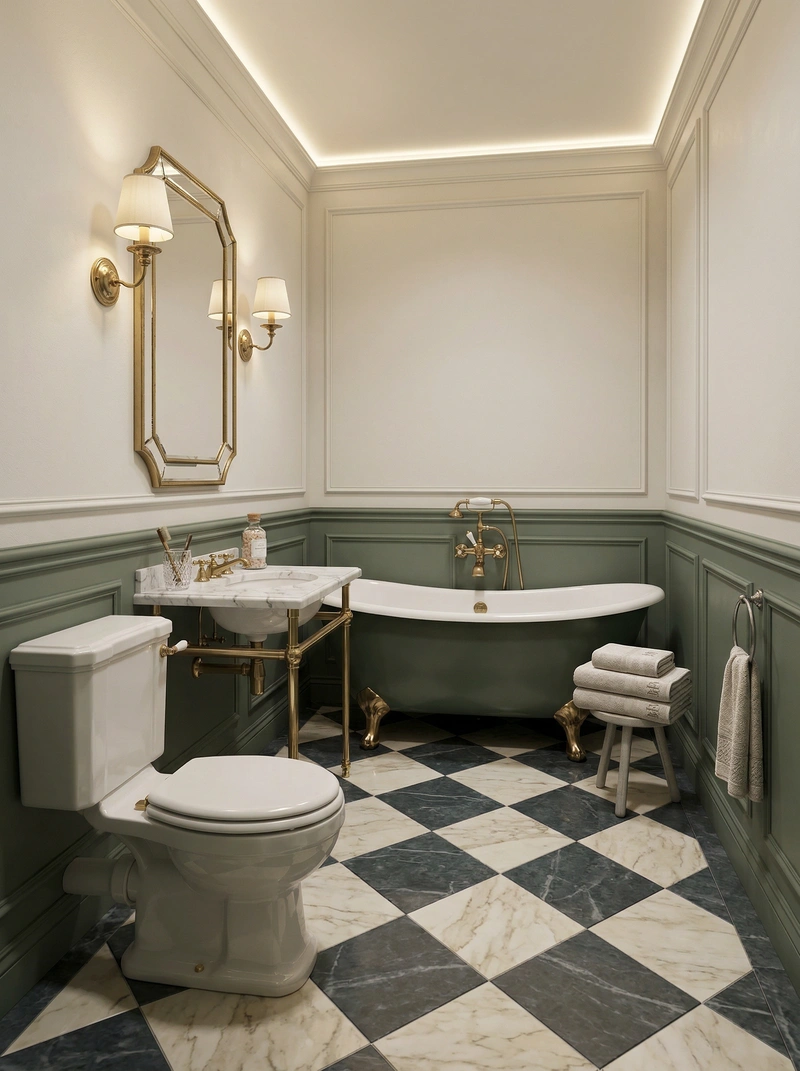 Дизайн интерьера в стиле Классика — Ванная от нейросети RoomGPT