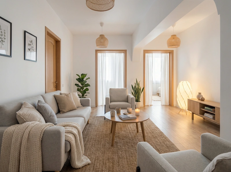 Дизайн интерьера в стиле Хюгге — Гостиная от нейросети RoomGPT