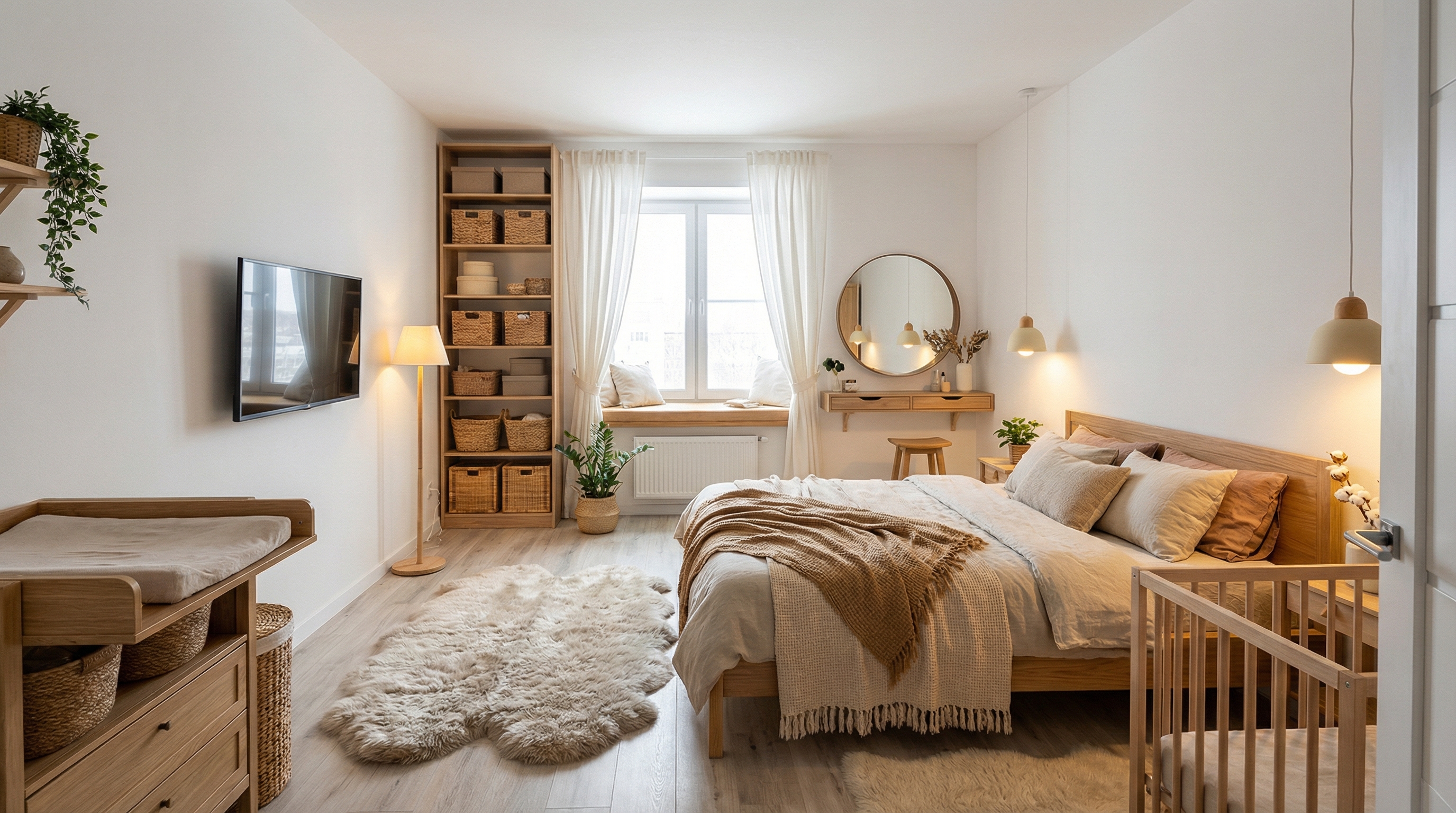 Дизайн спальни в стиле Хюгге — фото интерьера от нейросети RoomGPT