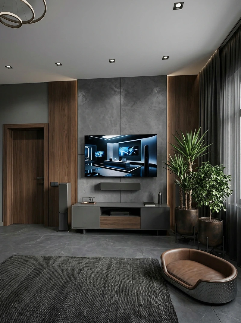 Дизайн гостиной в стиле Блэктэк — фото интерьера от нейросети RoomGPT
