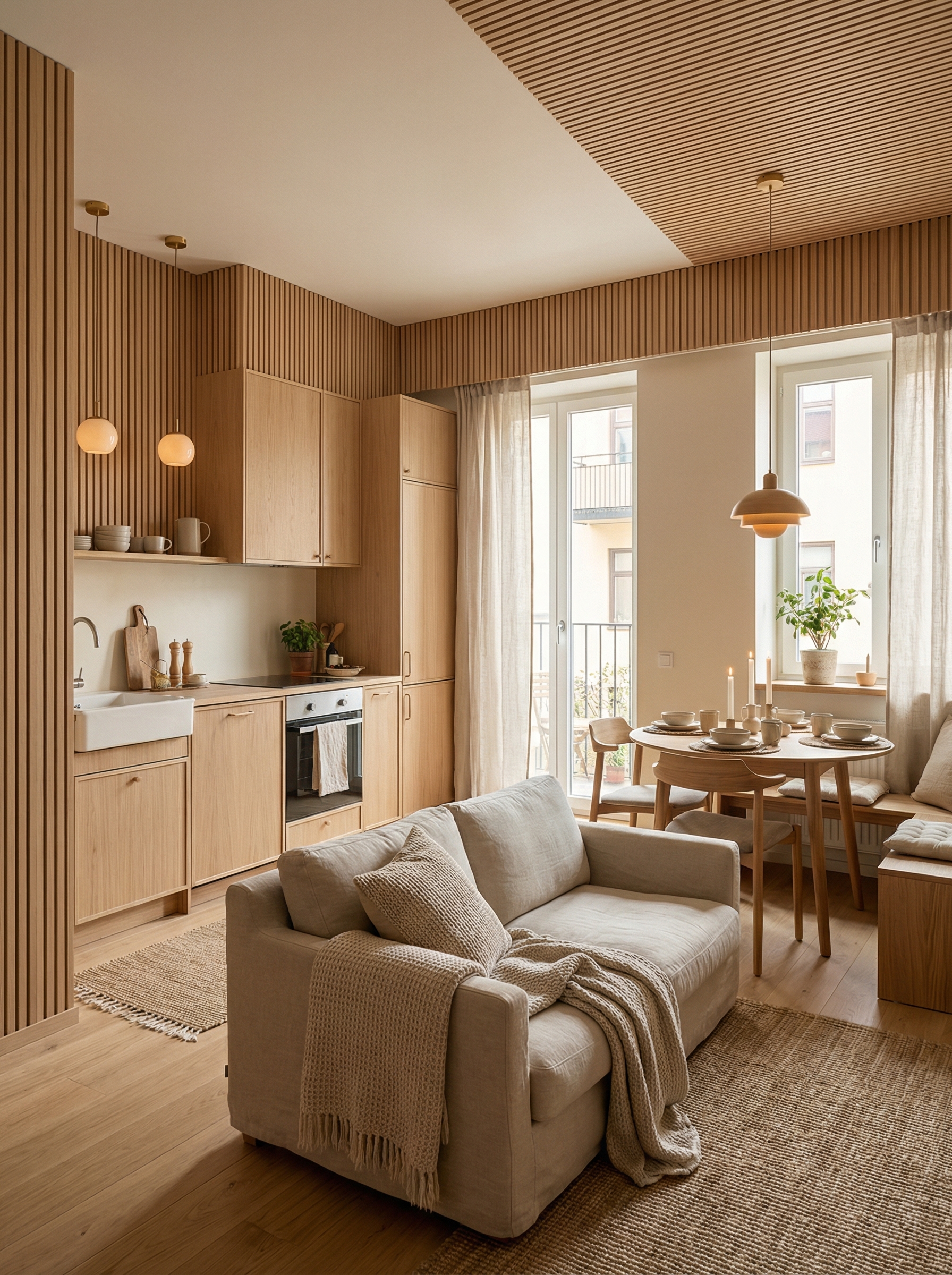 Дизайн кухни в стиле Хюгге — фото интерьера от нейросети RoomGPT