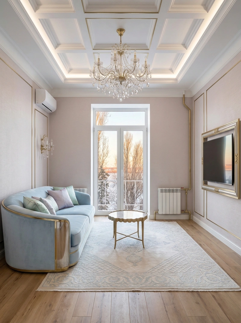 Дизайн гостиной в стиле Неоклассика — фото интерьера от нейросети RoomGPT