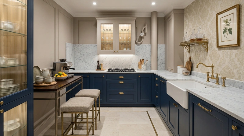 Дизайн кухни в стиле Классика — фото интерьера от нейросети RoomGPT