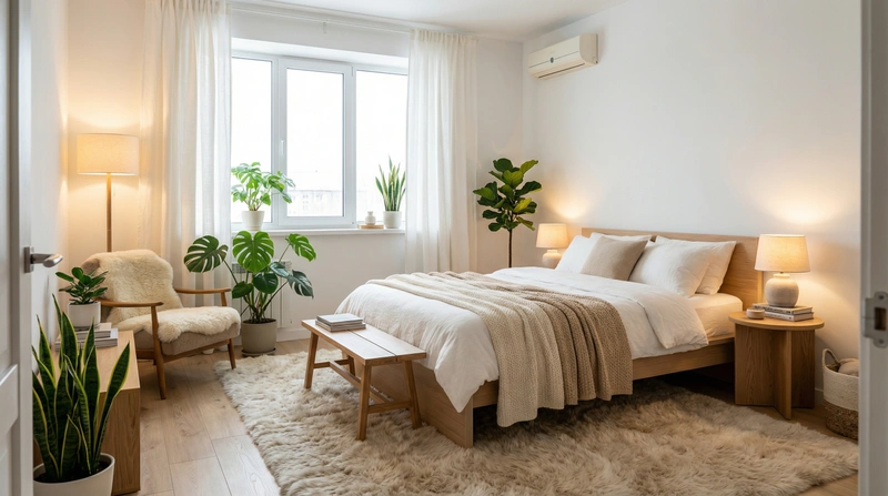 Дизайн интерьера в стиле Хюгге — Спальня от нейросети RoomGPT