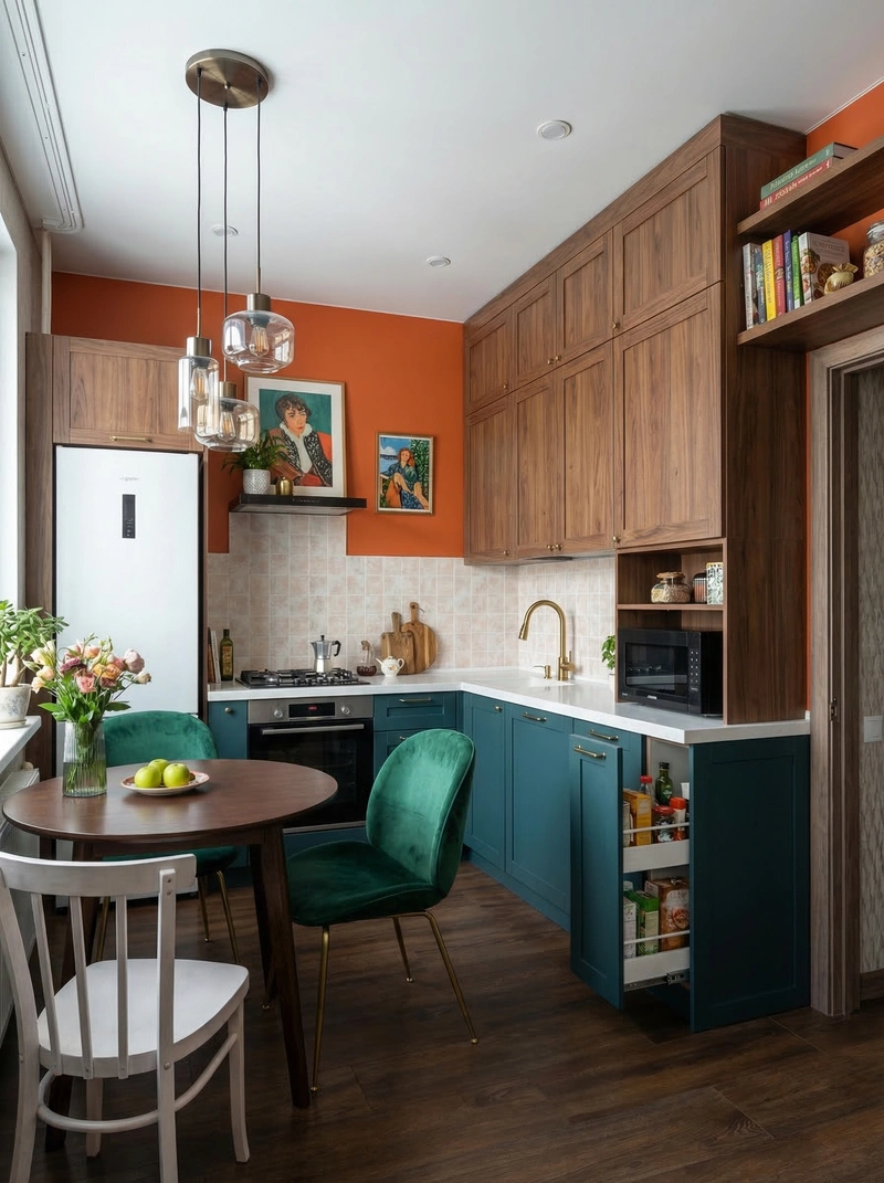 Дизайн кухни в стиле Эклектика — фото интерьера от нейросети RoomGPT