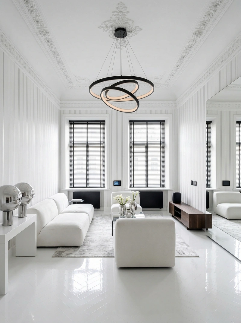 Дизайн гостиной в стиле Блэктэк — фото интерьера от нейросети RoomGPT