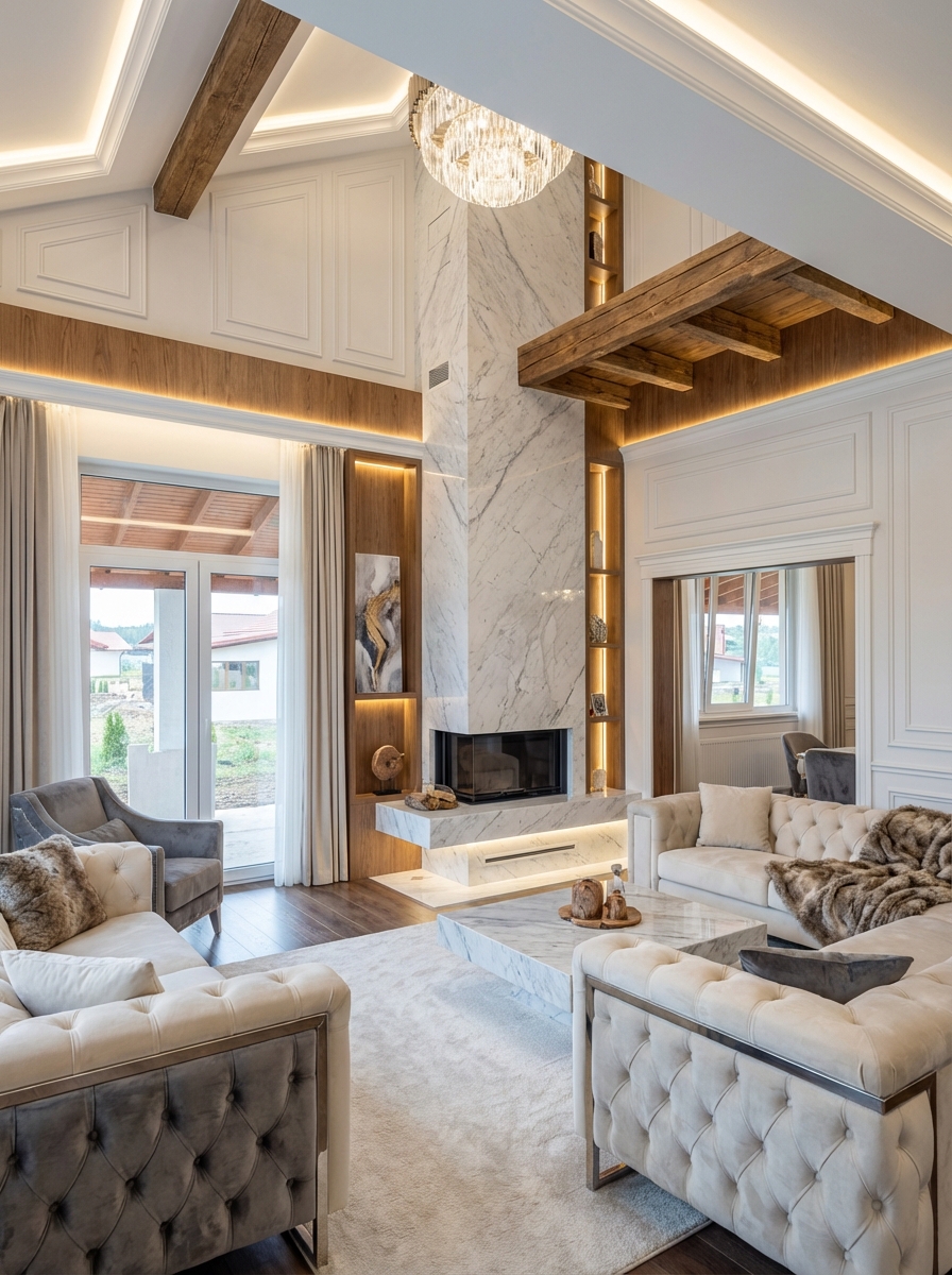 Дизайн гостиной в стиле Классика — фото интерьера от нейросети RoomGPT