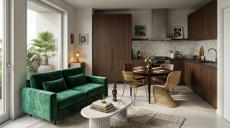 Дизайн интерьера в стиле Эклектика — Гостиная от нейросети RoomGPT