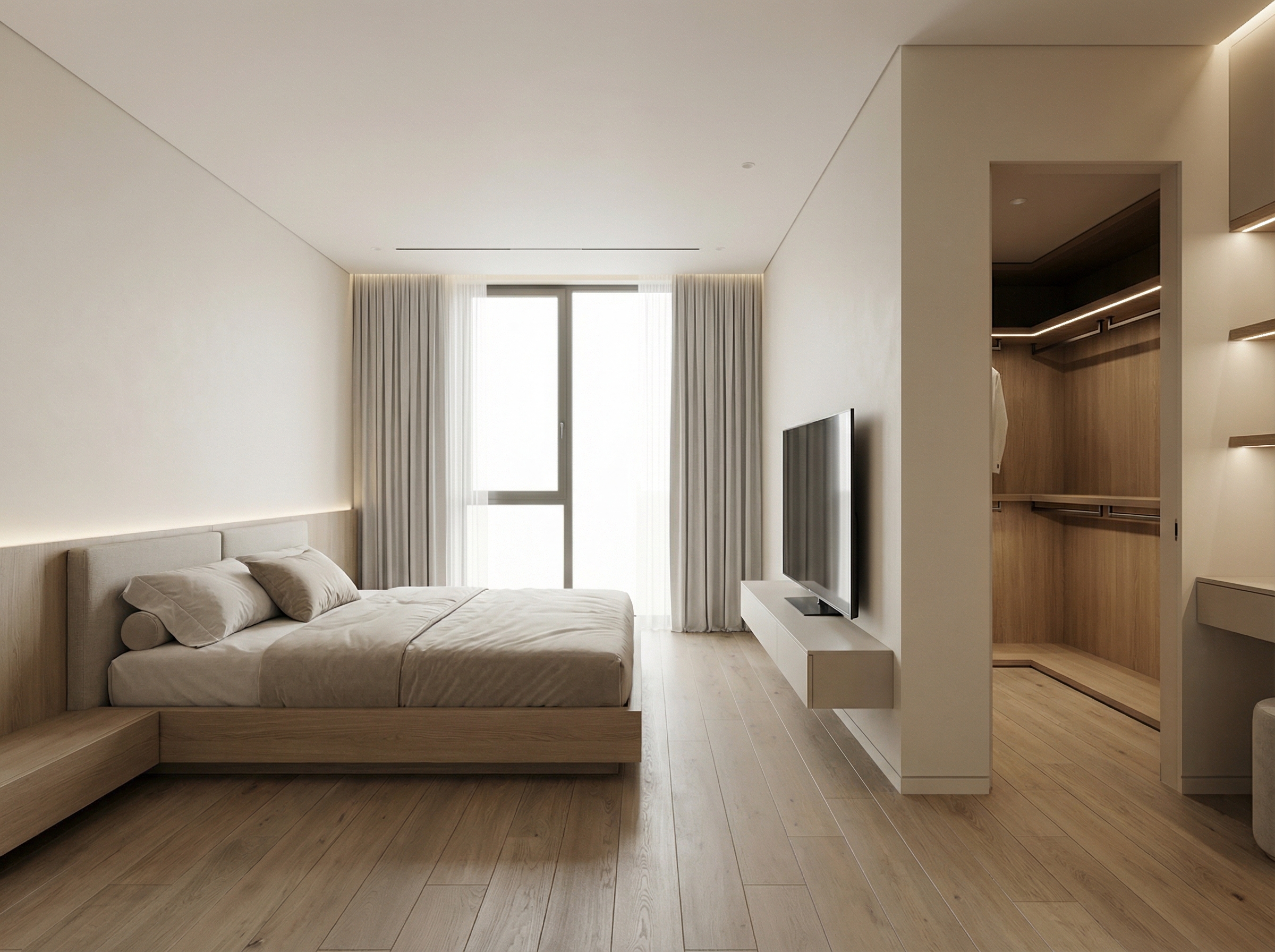Дизайн спальни в стиле Минимализм — фото интерьера от нейросети RoomGPT