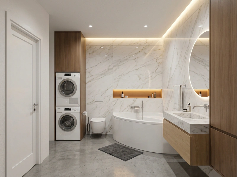 Дизайн ванной в стиле Минимализм — фото интерьера от нейросети RoomGPT