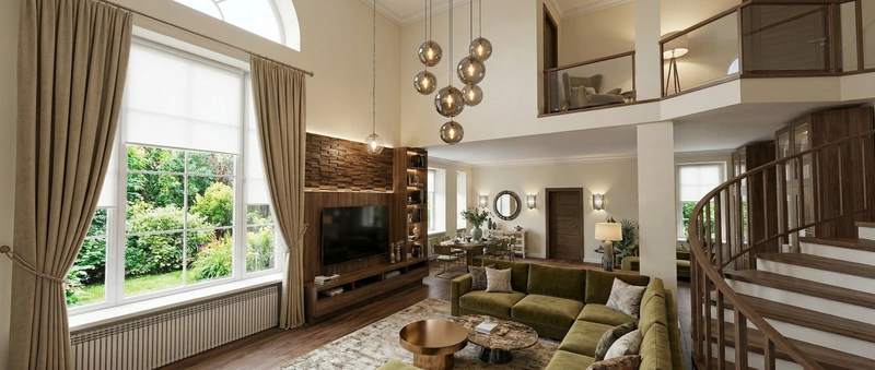 Дизайн гостиной в стиле Эклектика — фото интерьера от нейросети RoomGPT