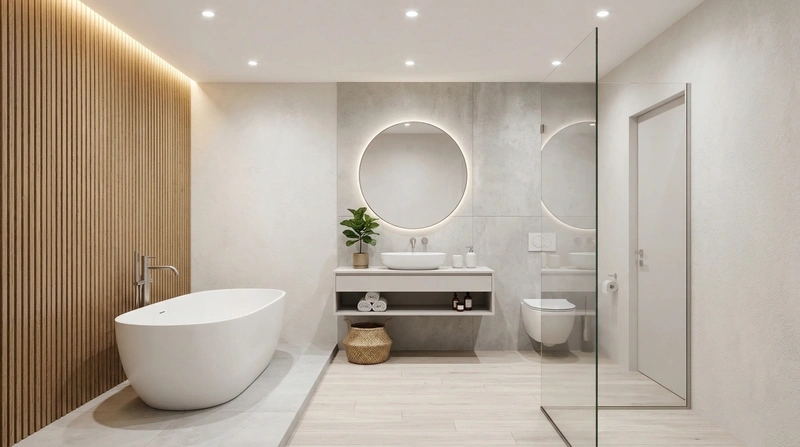 Дизайн ванной в стиле Сканди — фото интерьера от нейросети RoomGPT