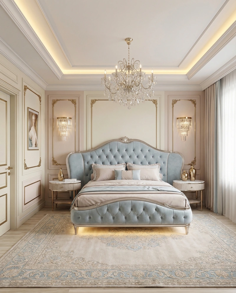 Дизайн интерьера в стиле Неоклассика — Спальня от нейросети RoomGPT