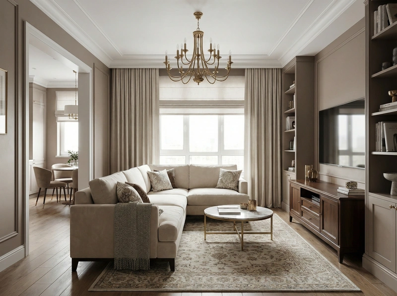 Дизайн интерьера в стиле Классика — Гостиная от нейросети RoomGPT