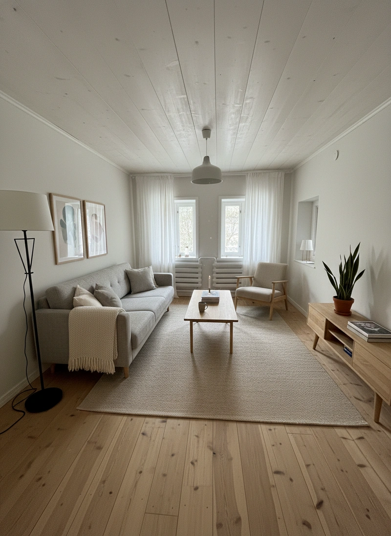 Дизайн интерьера в стиле Хюгге — Гостиная от нейросети RoomGPT