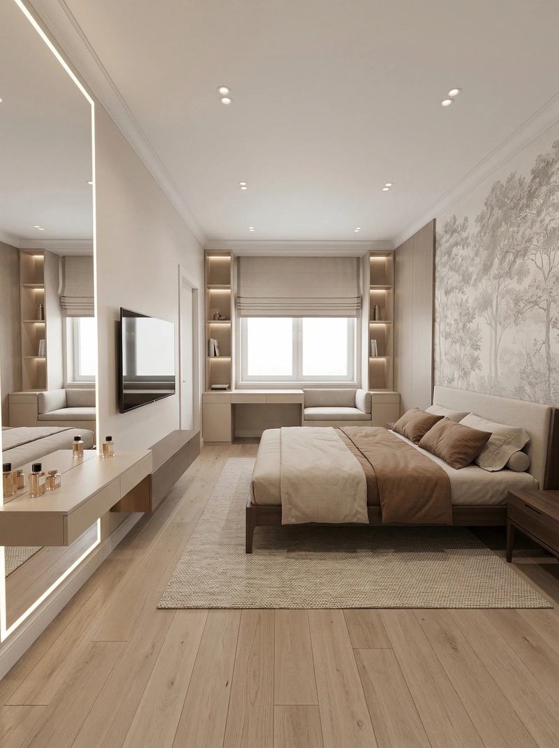 Дизайн спальни в стиле Минимализм — фото интерьера от нейросети RoomGPT