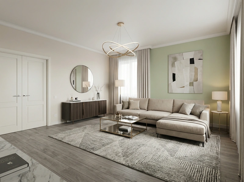 Дизайн гостиной в стиле Контемпорари — фото интерьера от нейросети RoomGPT