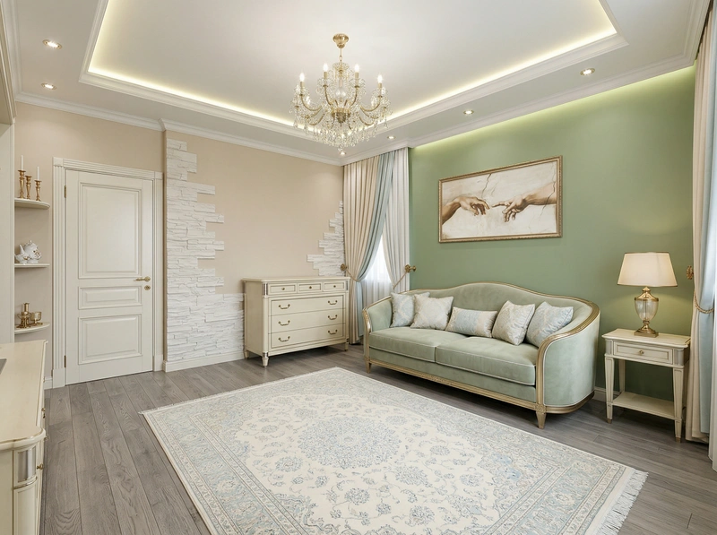 Дизайн гостиной в стиле Неоклассика — фото интерьера от нейросети RoomGPT