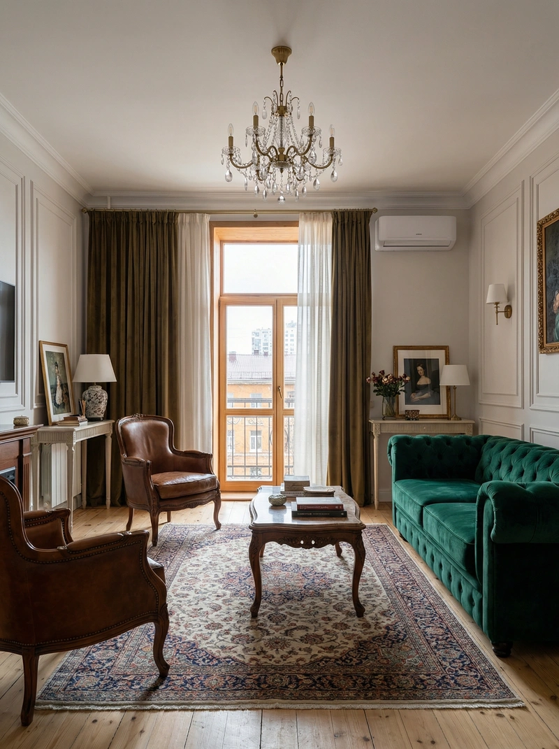 Дизайн интерьера в стиле Классика — Гостиная от нейросети RoomGPT