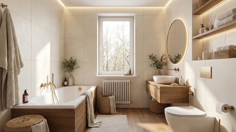 Дизайн ванной в стиле Эклектика — фото интерьера от нейросети RoomGPT