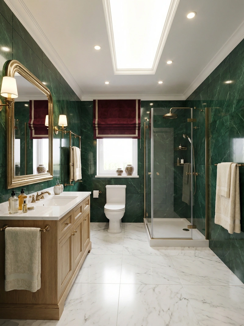 Дизайн ванной в стиле Британский — фото интерьера от нейросети RoomGPT