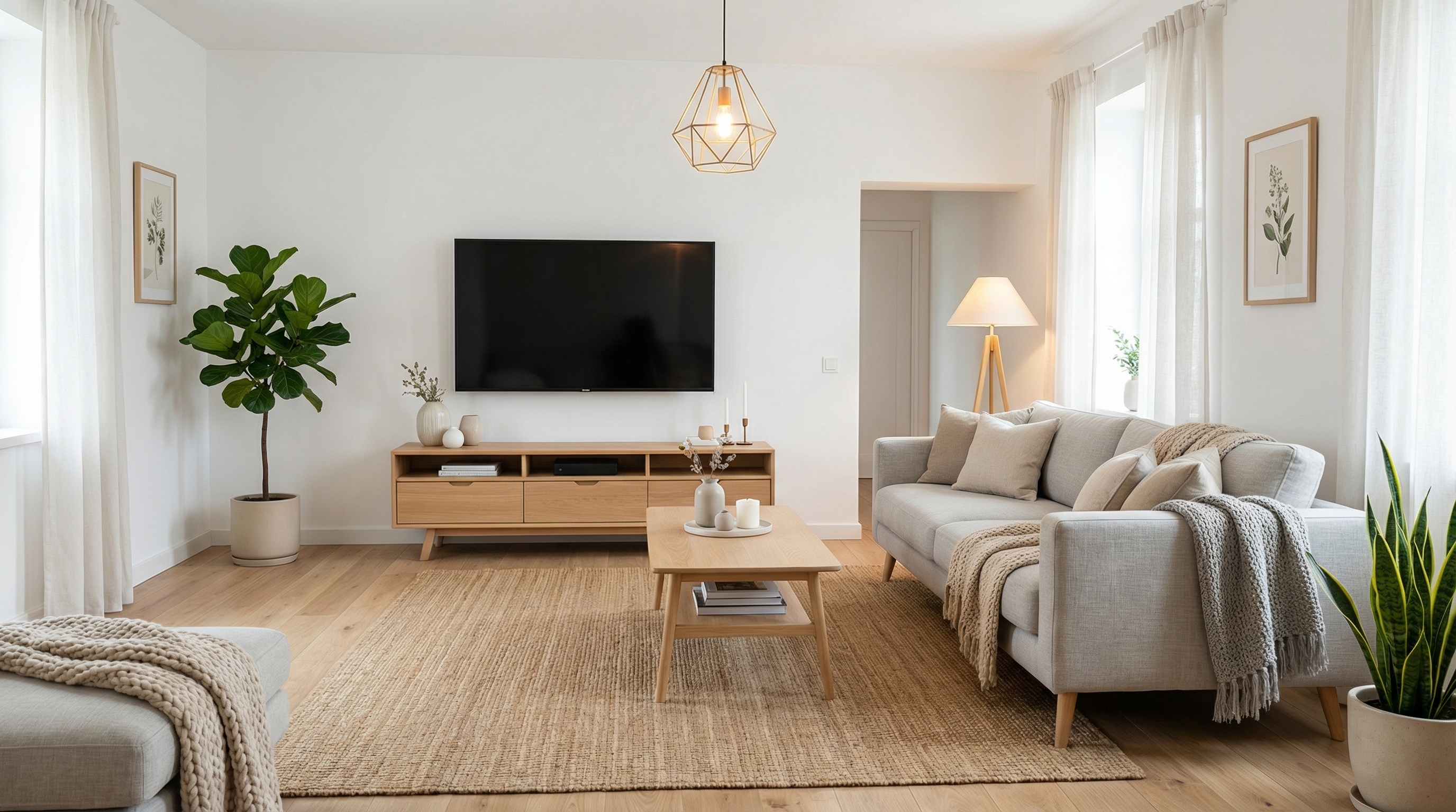 Дизайн гостиной в стиле Хюгге — фото интерьера от нейросети RoomGPT