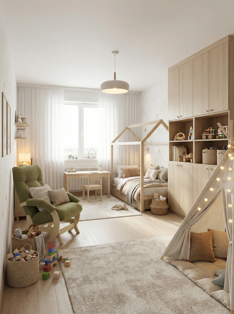 Дизайн интерьера в стиле Хюгге — Детская от нейросети RoomGPT