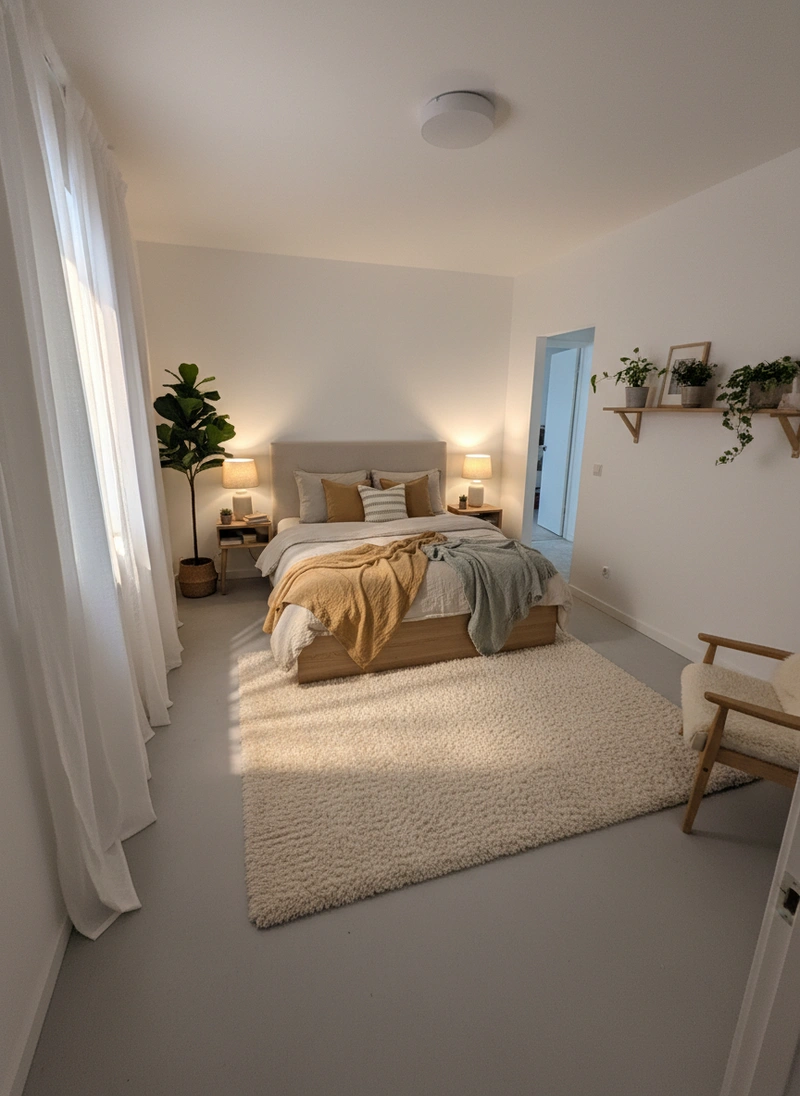 Дизайн интерьера в стиле Хюгге — Спальня от нейросети RoomGPT