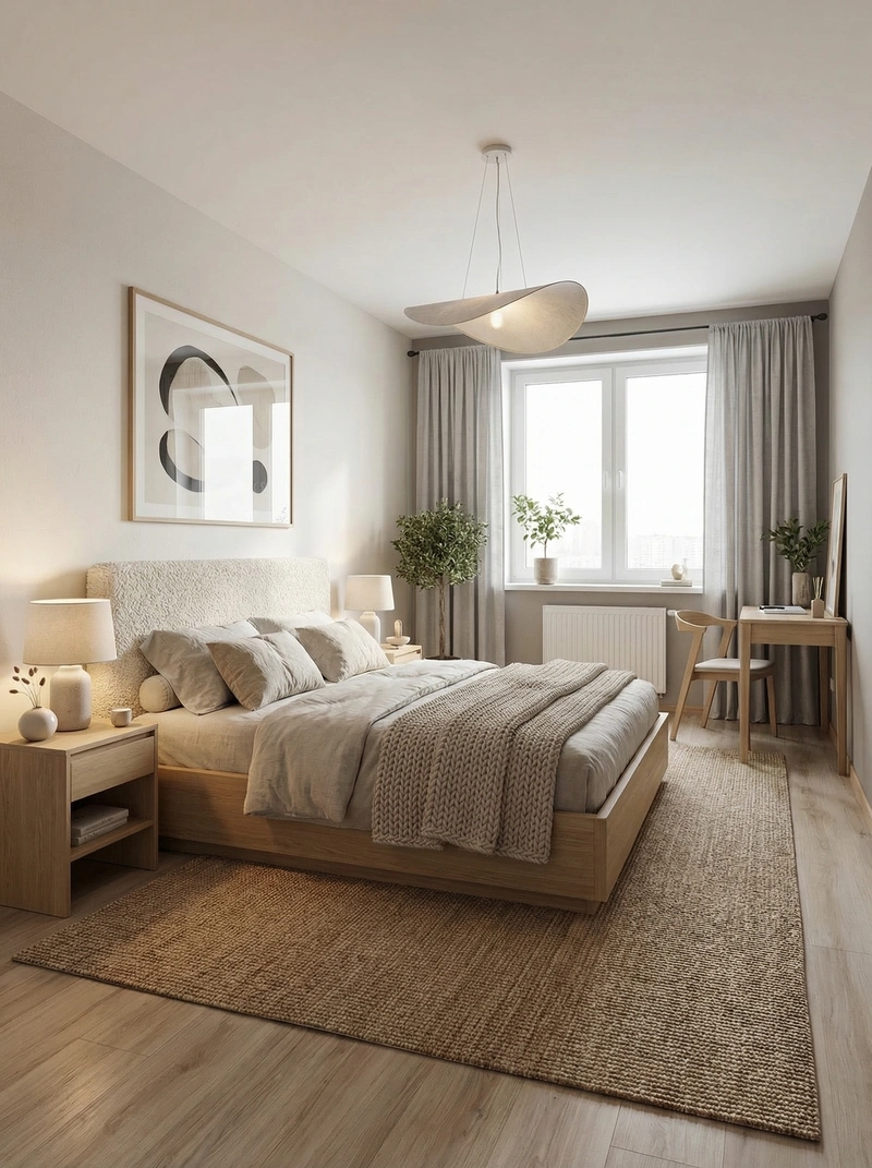 Дизайн интерьера в стиле Сканди — Спальня от нейросети RoomGPT